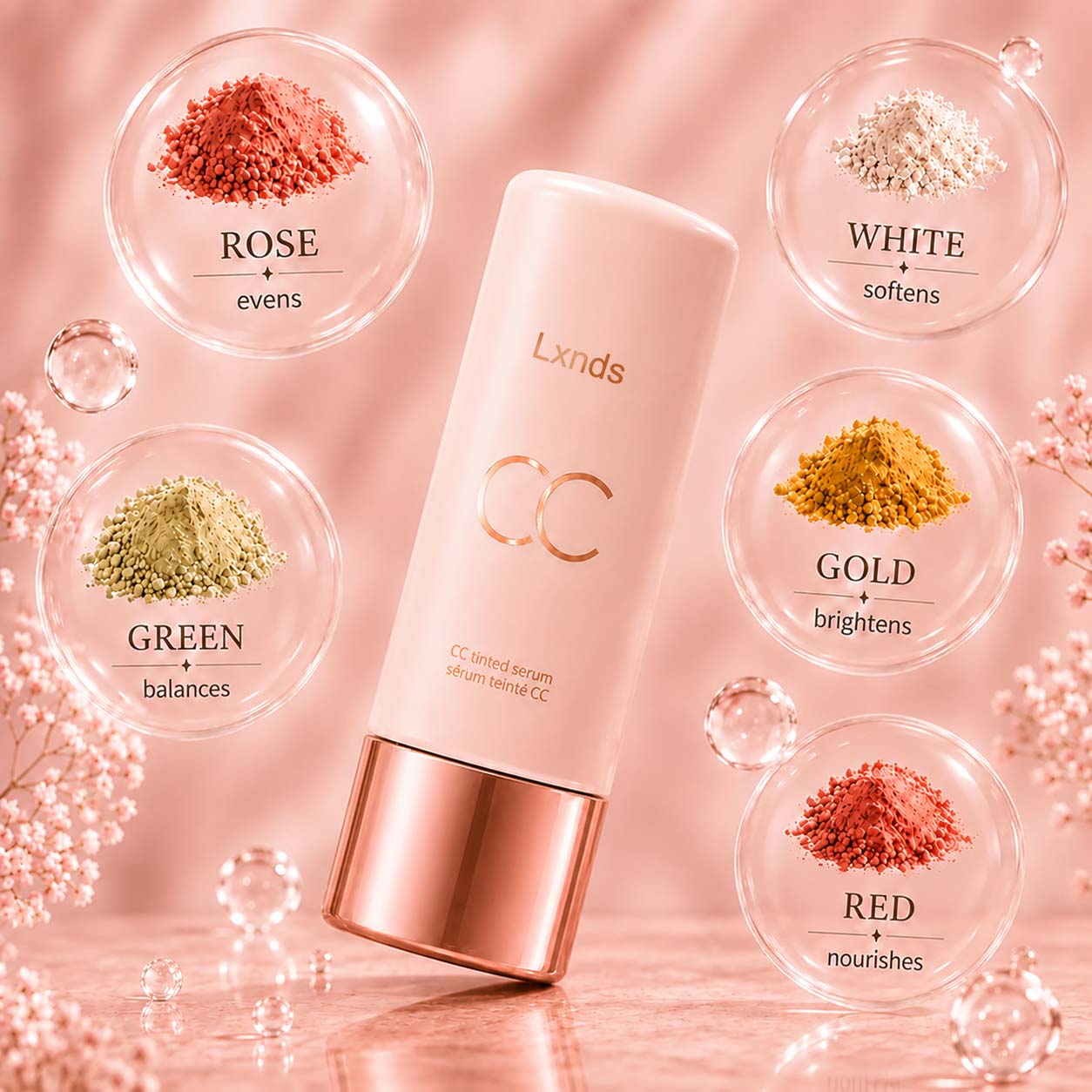 LXNDS Summer Skin Essentials Set — CC Serum + Solid SPF 30 Sunscreen Brush