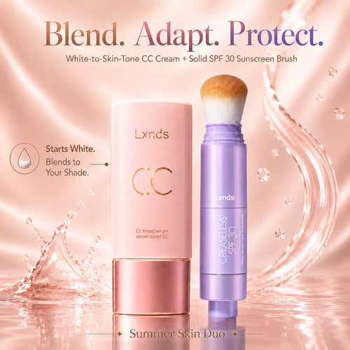 LXNDS Summer Skin Essentials Set — CC Serum + Solid SPF 30 Sunscreen Brush