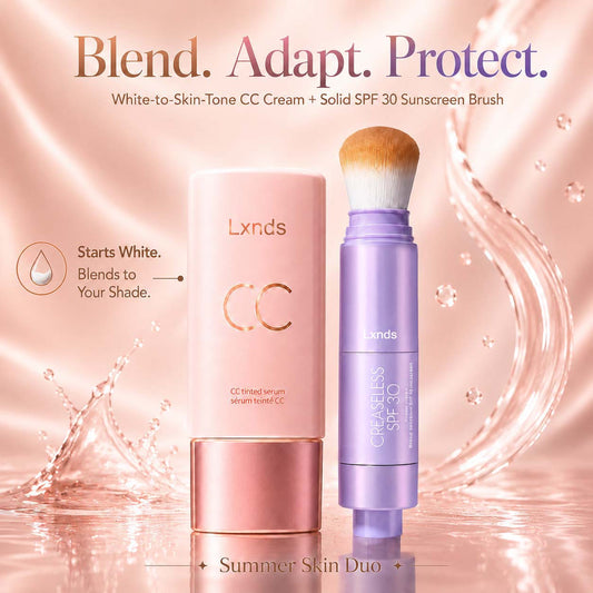 LXNDS Summer Skin Essentials Set — CC Serum + Solid SPF 30 Sunscreen Brush