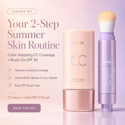 LXNDS Summer Skin Essentials Set — CC Serum + Solid SPF 30 Sunscreen Brush
