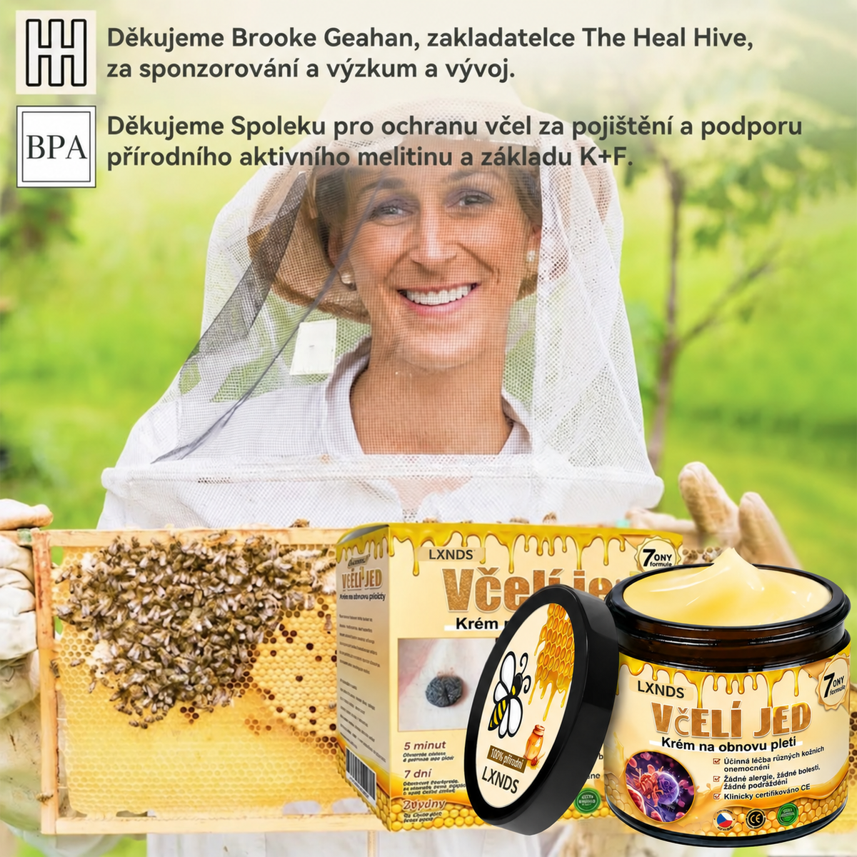 💖Dermatologicky a klinicky testováno👩‍⚕️LXNDS Bee Venom Krém na obnovení pleti🐝 pomáhá při léčbě kožních problémů, jako jsou: vrásky, jizvy, pigmentové skvrny, strie, akné, psoriáza, ekzém, kožní změny, podráždění, záněty a další kožní problémy.💖