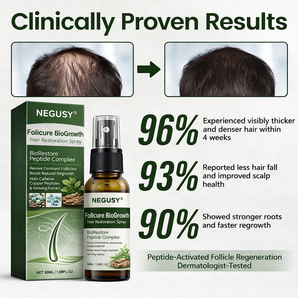 ✨NEGUSY® Follicure BioGrow Hair Restoration Spray — Clinically Proven Peptide Formula for Thicker, Healthier Hair | 🔥 Limited-Time 50% OFF
