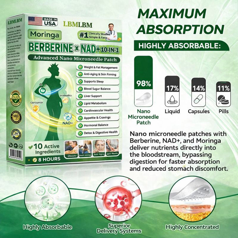 🔥Get 70% Off Now!🔥 LBMLBM™ Moringa & Berberine 10-IN-1 Advanced Nano Microneedle Patch 🚀 Transform Your Body